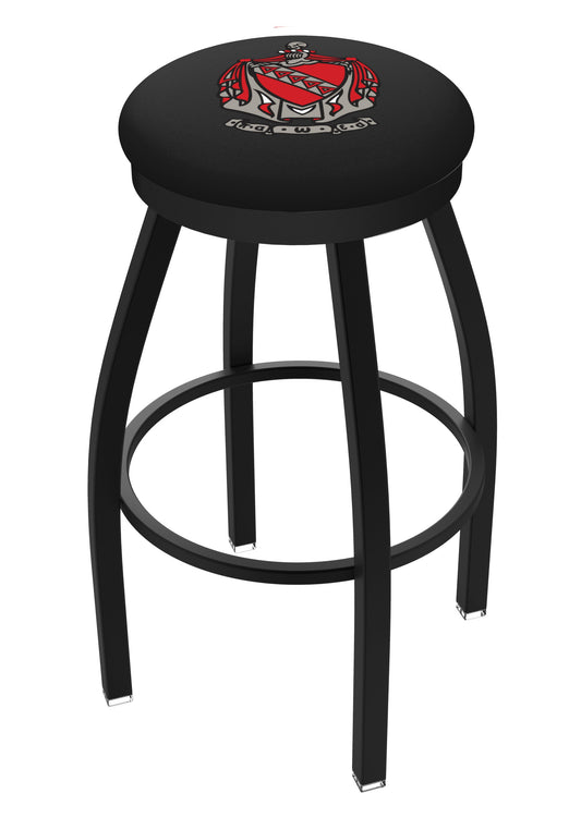 Officially Licensed L8B2B - Black Wrinkle Tau Kappa Epsilon (TKE) Swivel Bar Stool with Accent Ring