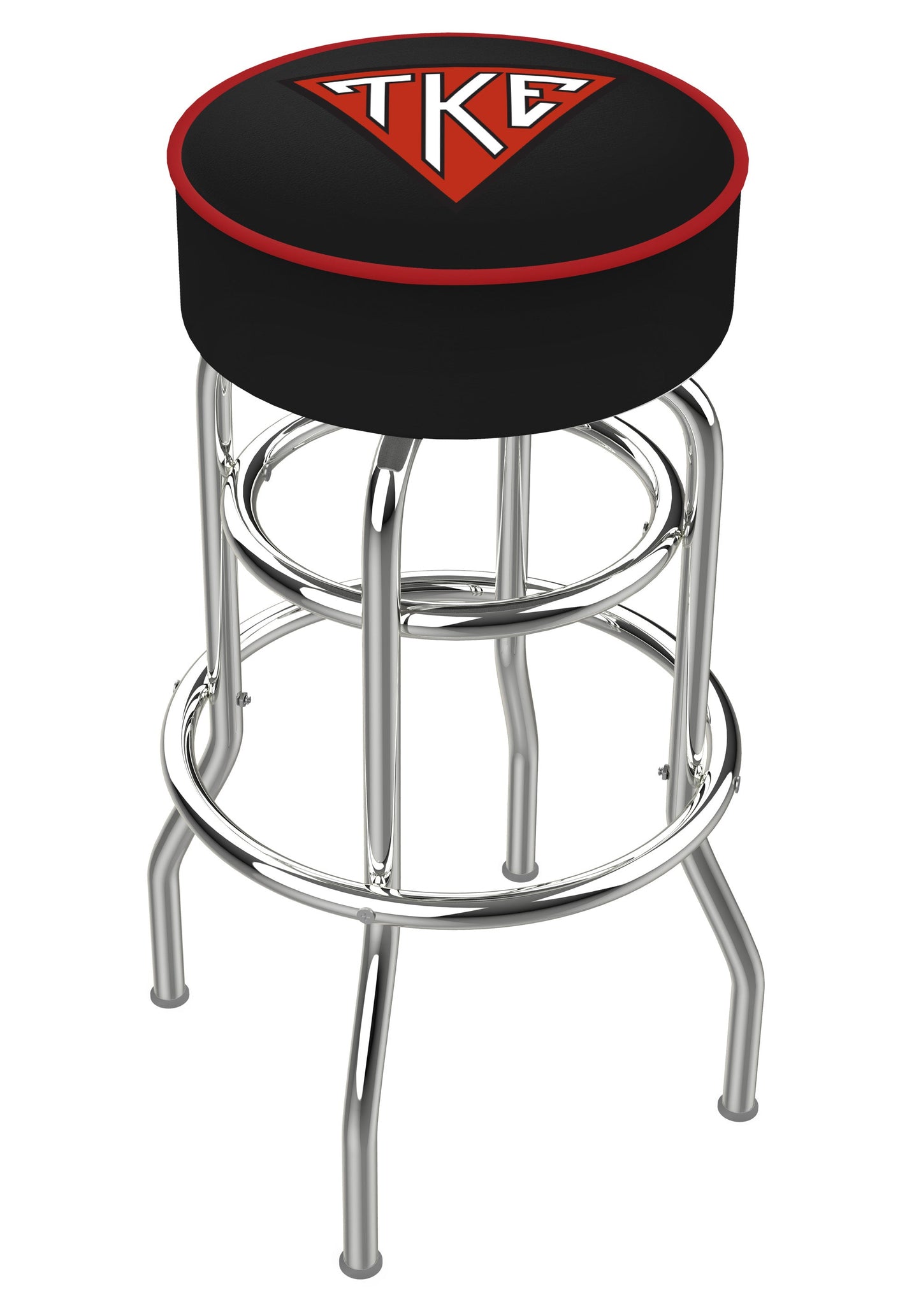 Officially Licensed L7C1 - 4" Tau Kappa Epsilon (TKE)  Cushion Seat with Double-Ring Chrome Base Swivel Bar Stool