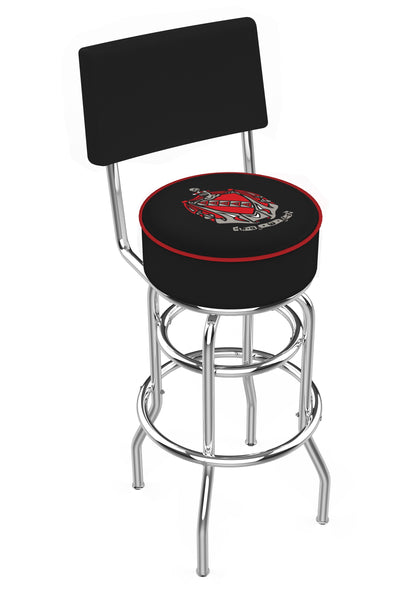 Officially Licensed L7C4 - Chrome Double Ring Tau Kappa Epsilon (TKE)  Swivel Bar Stool with a Back