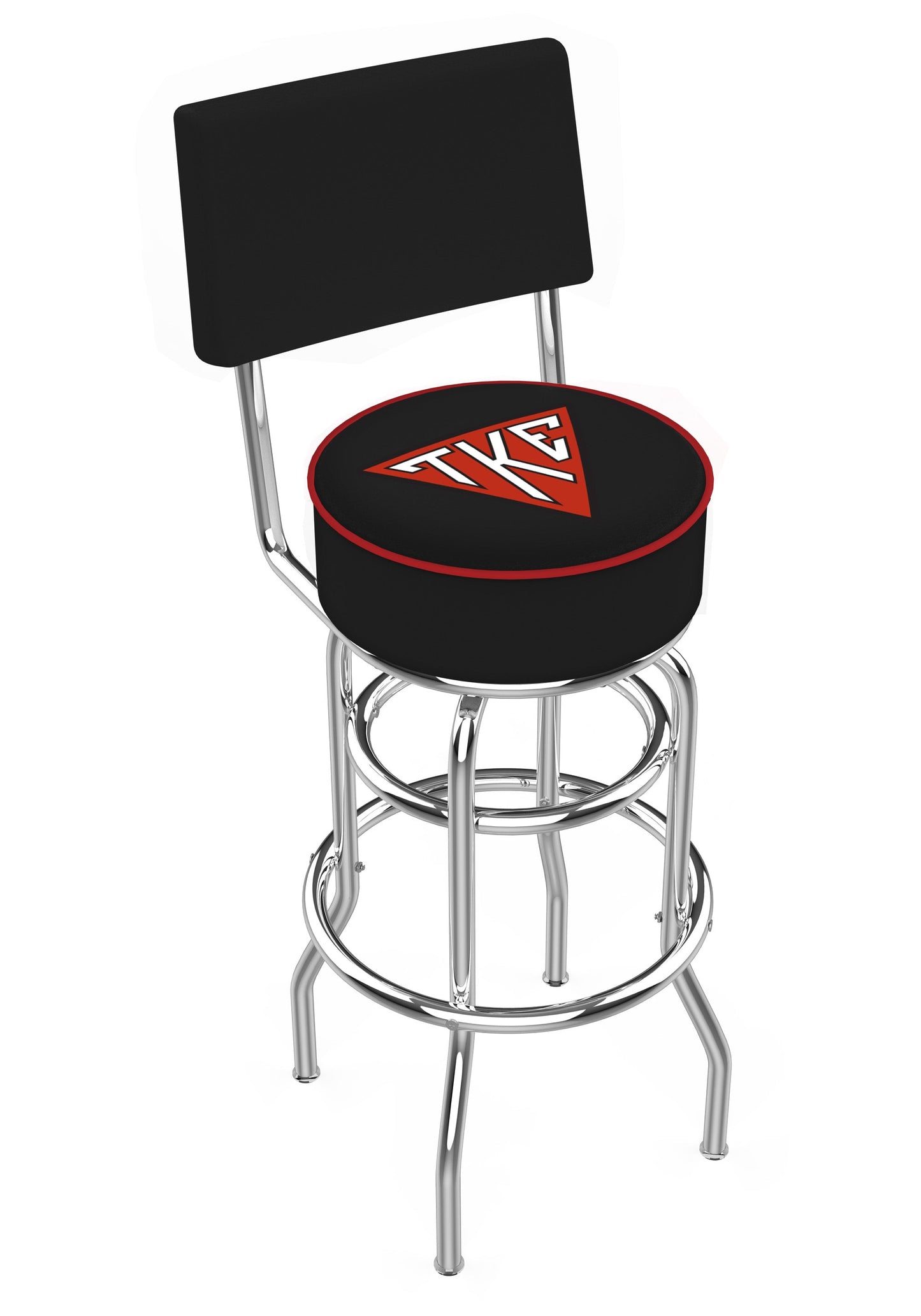 Officially Licensed L7C4 - Chrome Double Ring Tau Kappa Epsilon (TKE)  Swivel Bar Stool with a Back